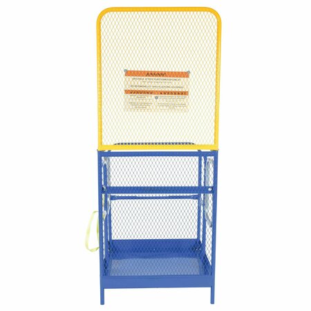 Vestil Blue/Yellow Steel Work Platform with 84" Back Dual Entrance 36"x36" WP-3636-84B-DD